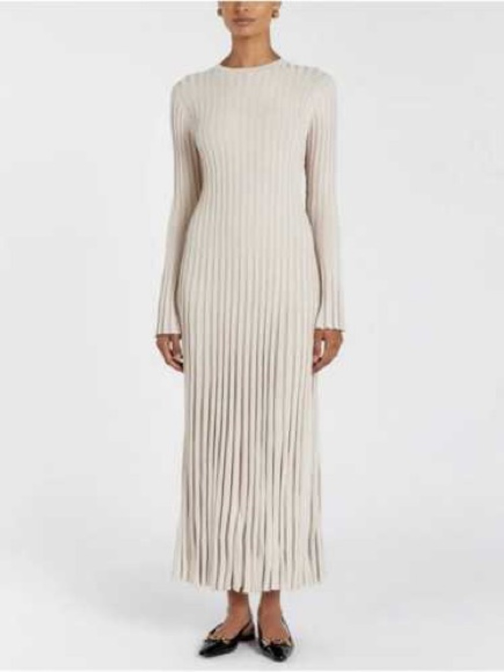 Dissh sylvia dress Ribbed Long Sleeve Maxi Dress in Cream